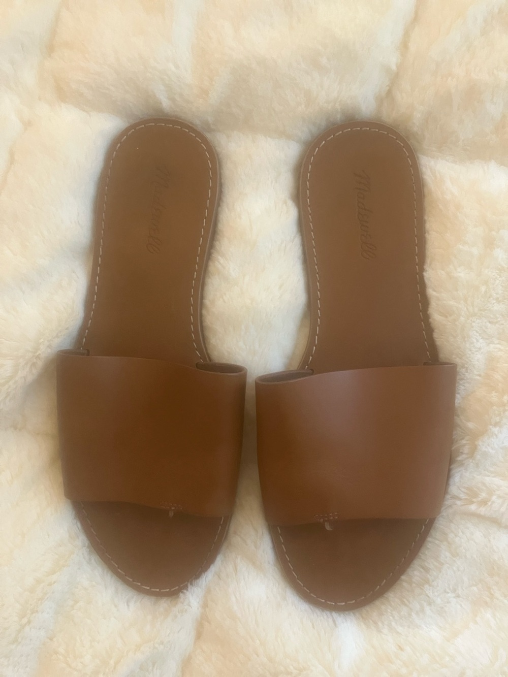 Madewell Brown Leather Slide flat sandals size 10